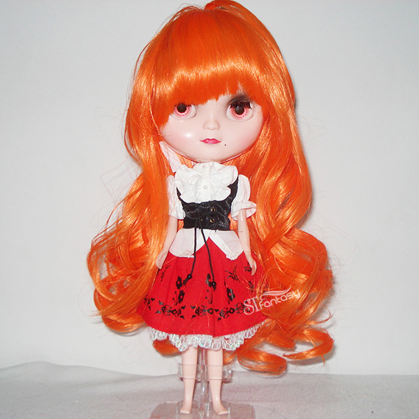 Orange curly long synthetic hair doll wig for american girls
