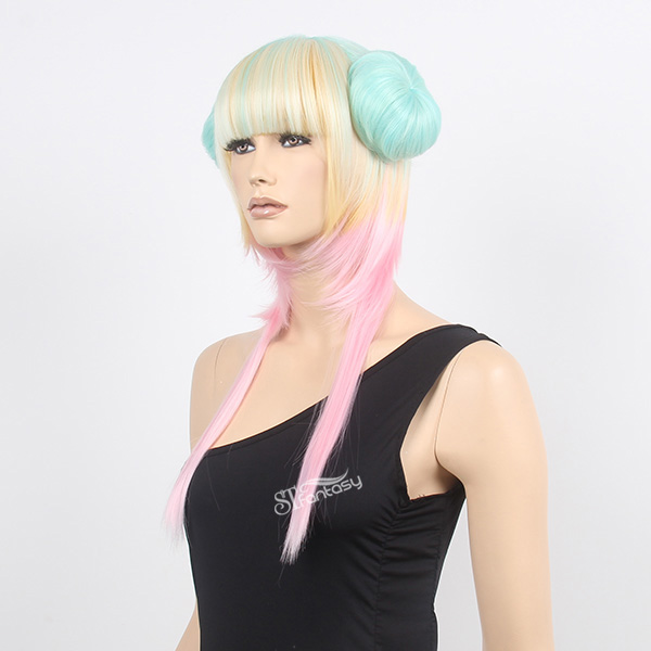 ST wholesale sailor moon cosplay wig with wrap around synthetic hair ponytail