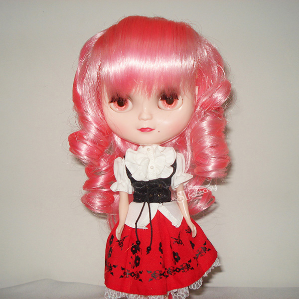 Big curl synthetic hair pink wig for dolls wholesale
