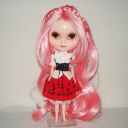 Pink curly long hair doll wig with high temperature fiber