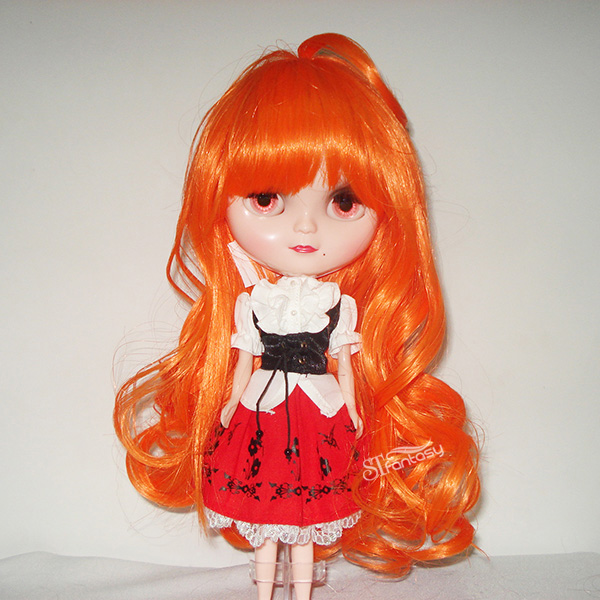Orange curly long synthetic hair doll wig for american girls