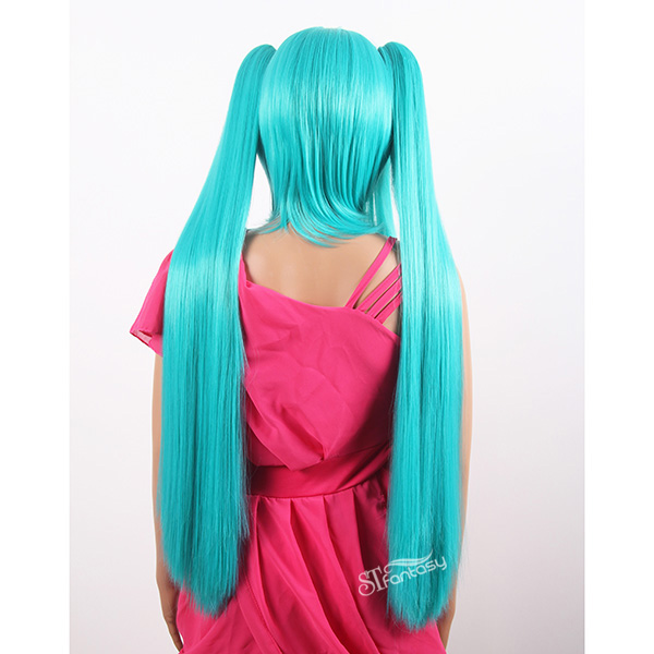 Guangzhou synthetic wig factory wholesale blue hatsune miku cosplay wig