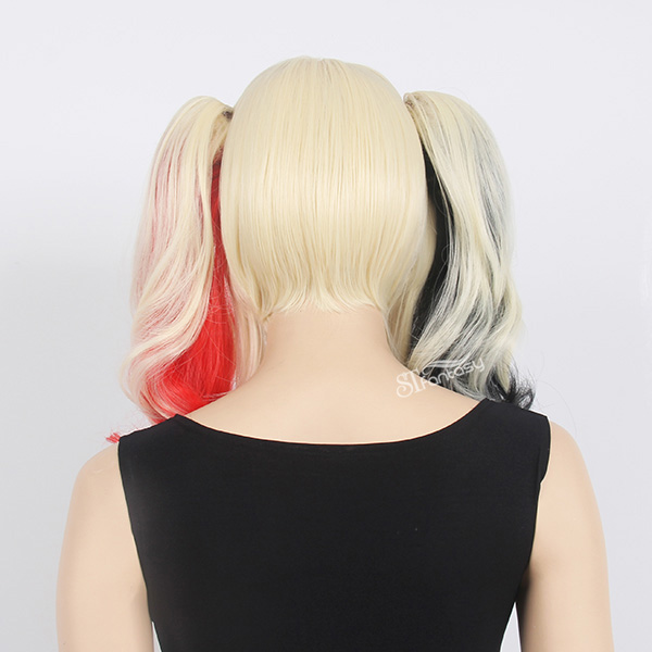 ST wholesale three tone color cosplay wig with a pair of ponytails