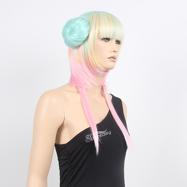 ST wholesale sailor moon cosplay wig with wrap around synthetic hair ponytail