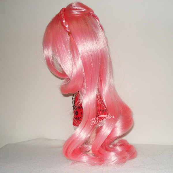Pink curly long hair doll wig with high temperature fiber