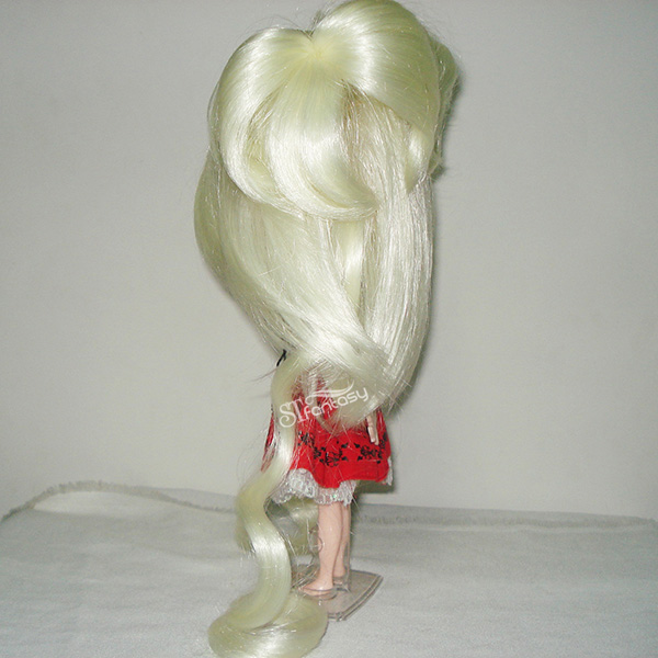 High temperature fiber long curly light blonde wig for american girl dolls