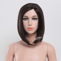 13“ Straight middle part synthetic hair bob wig for girls