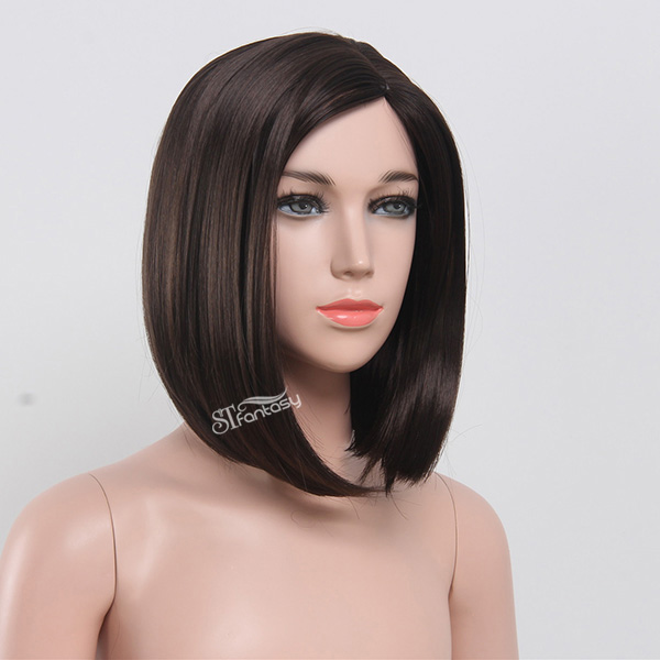13“ Straight middle part synthetic hair bob wig for girls