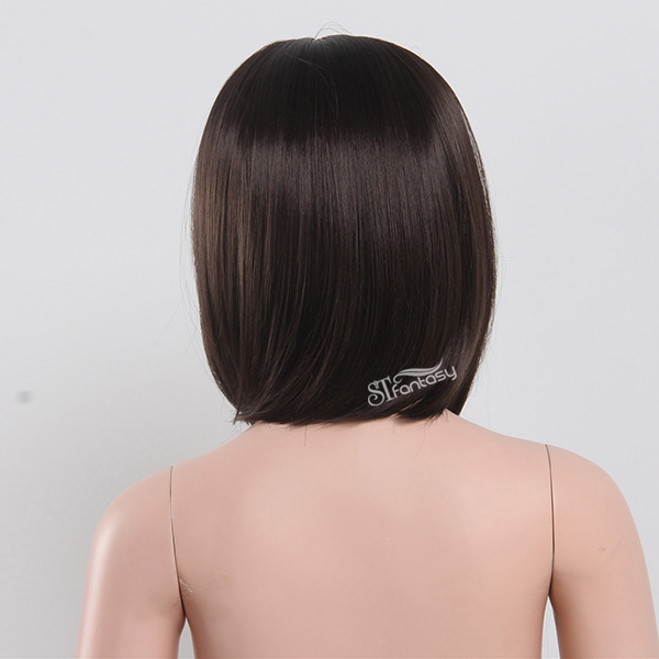 13“ Straight middle part synthetic hair bob wig for girls