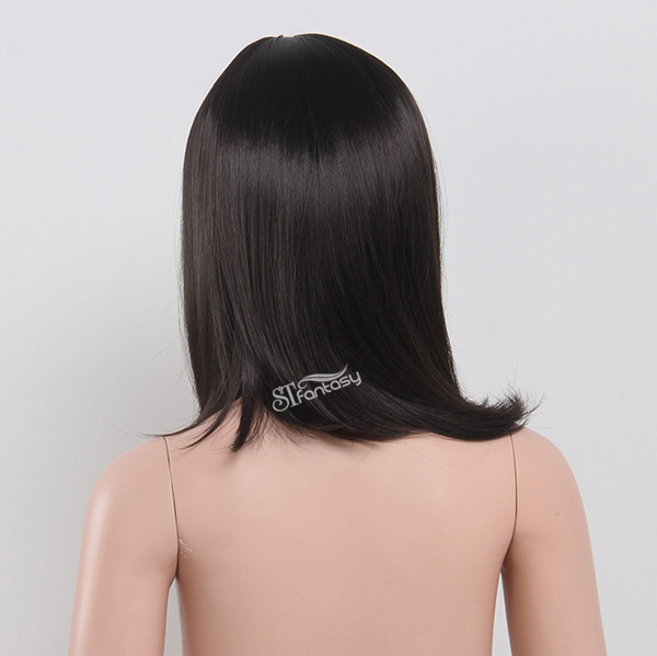 ST 2017 new style 15" black straight middle part synthetic hair for kids