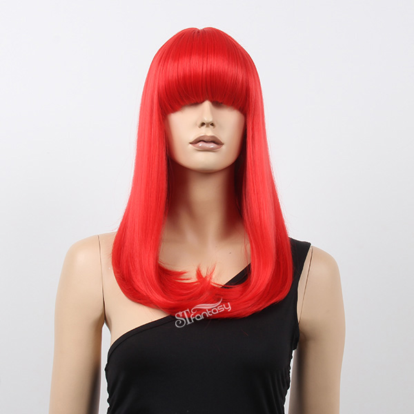 20" high temperature fiber red wig with inward facing curl for sexy women