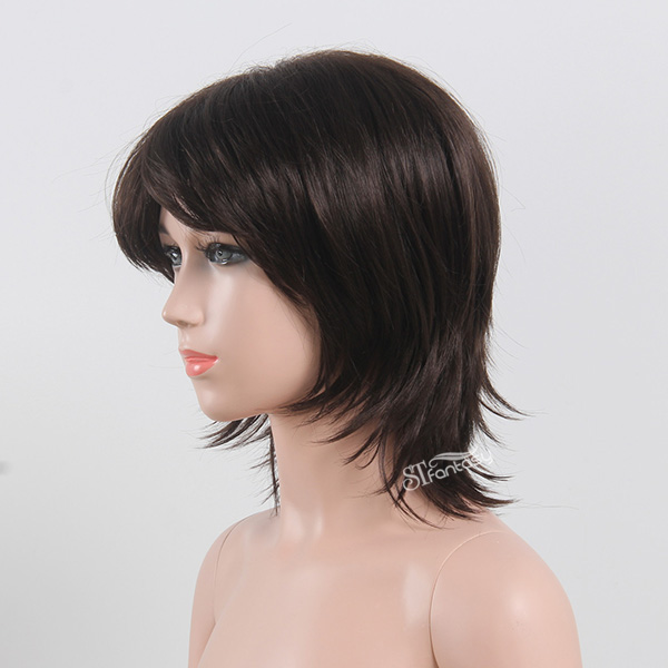 Guangzhou factory wholesale 13.5" black synthetic hair layerd wig for children