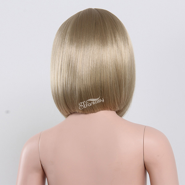 ST golden blonde synthetic bob hair style wig for little girls