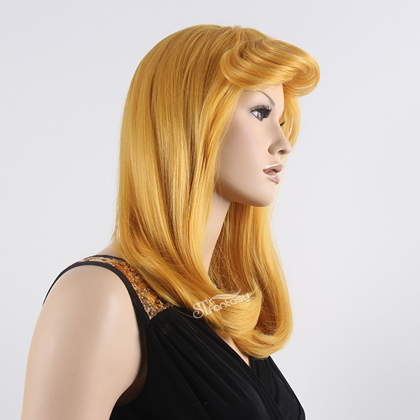 ST new looking golden hair wig with inwarding facing curl 18 inch