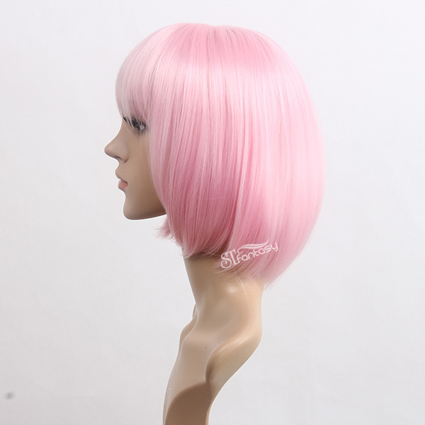 China wig factory wholesale popular hair style 13" Pink synthetic hair bob wig for party