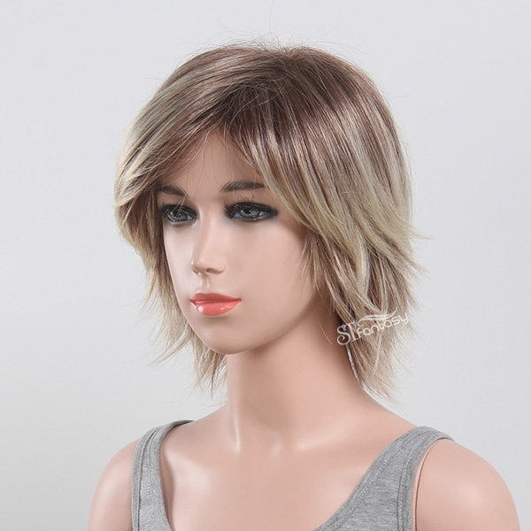 Guangzhou wholesale fluffy straight ash blonde 12.5" kids wig with imported synthetic fiber