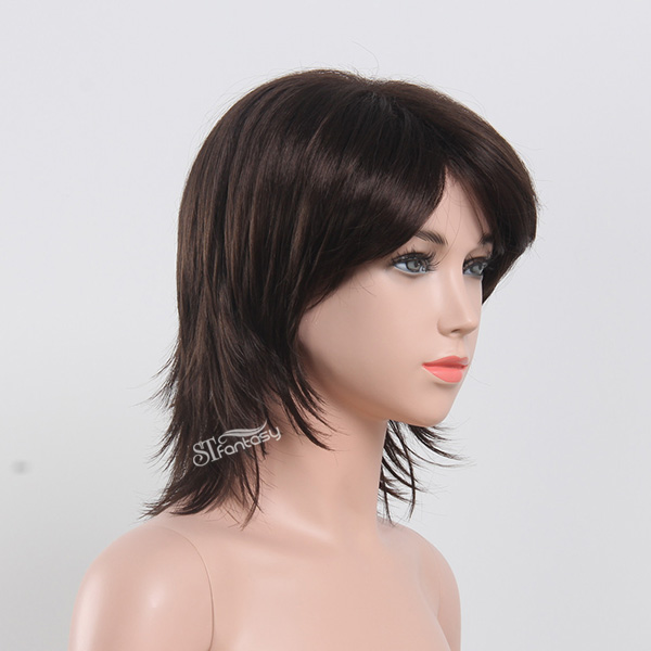 Guangzhou factory wholesale 13.5" black synthetic hair layerd wig for children