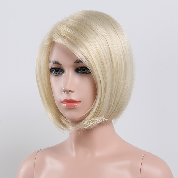 12" side part synthetic hair blonde wig for kids