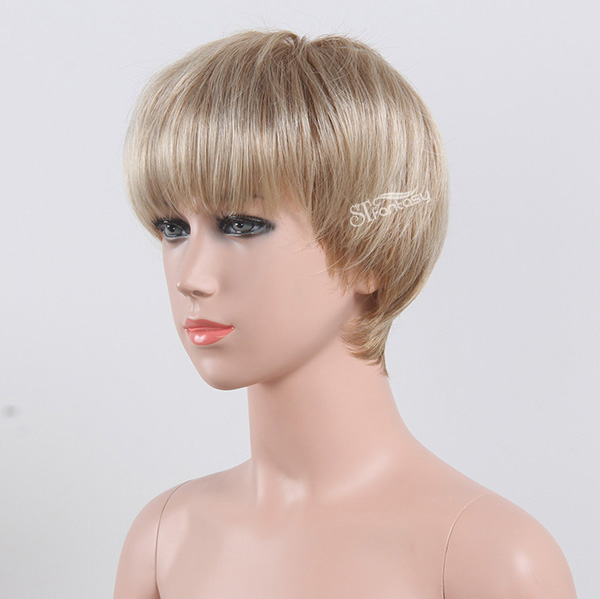 Blonde hair short wig for white children wholesale price