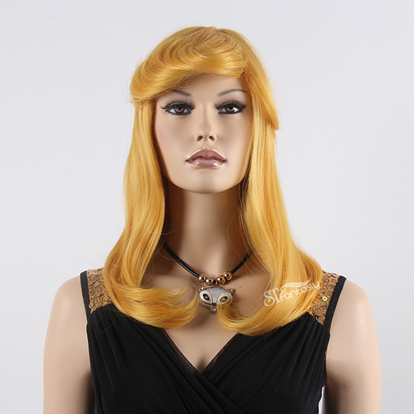 ST new looking golden hair wig with inwarding facing curl 18 inch