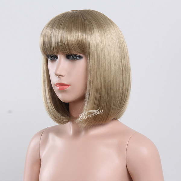 ST golden blonde synthetic bob hair style wig for little girls