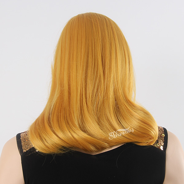ST new looking golden hair wig with inwarding facing curl 18 inch