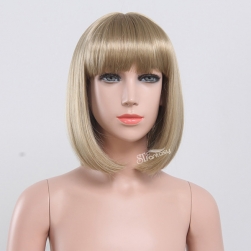 ST golden blonde synthetic bob hair style wig for little girls