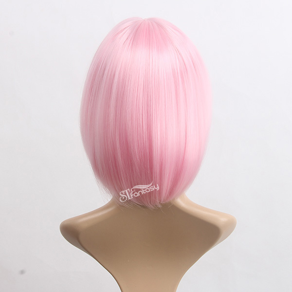 China wig factory wholesale popular hair style 13" Pink synthetic hair bob wig for party