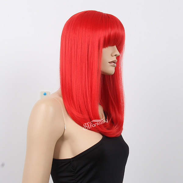 20" high temperature fiber red wig with inward facing curl for sexy women