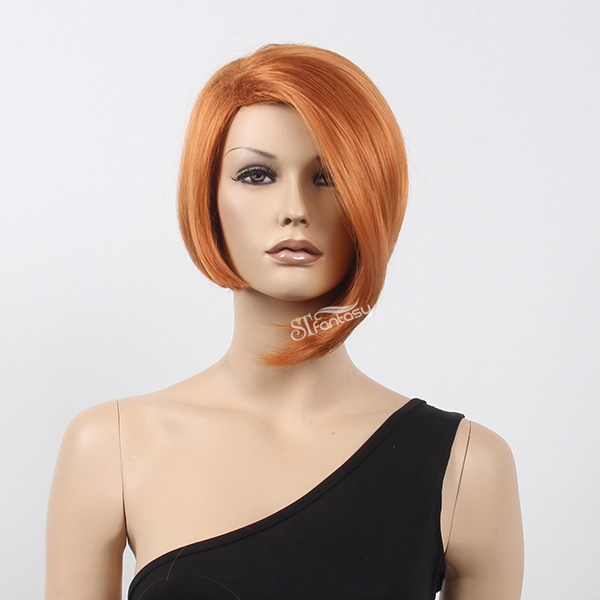 10" golden hair synthetic short straight side part wig for party