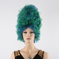 ST new arrival colorful blue mixed green color synthetic hair beehive wig for crayzy party