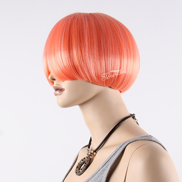 2017 new wig style wholesale 10" orange straight hair mannequin wig for female