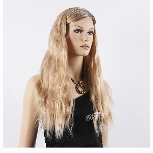 Professional wig factory wholesale golden blonde curly female mannequin head display wig