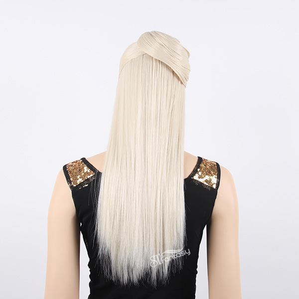 Long straight white hair synthetic wig for female mannequin head display