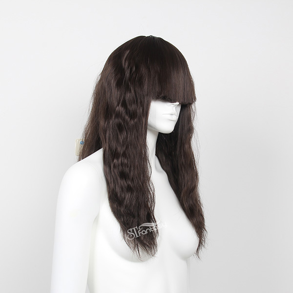 Fluffy natural black curly synthetic hair for mannequin head bald wig