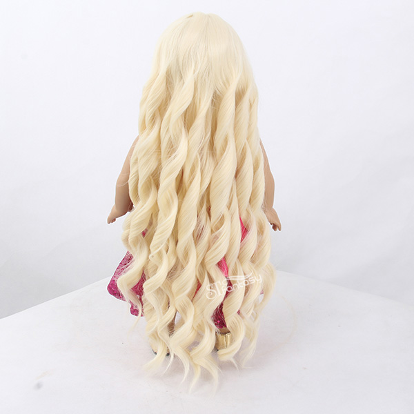 20" spring curl 613 blonde color american dolls wig with high temperature fiber
