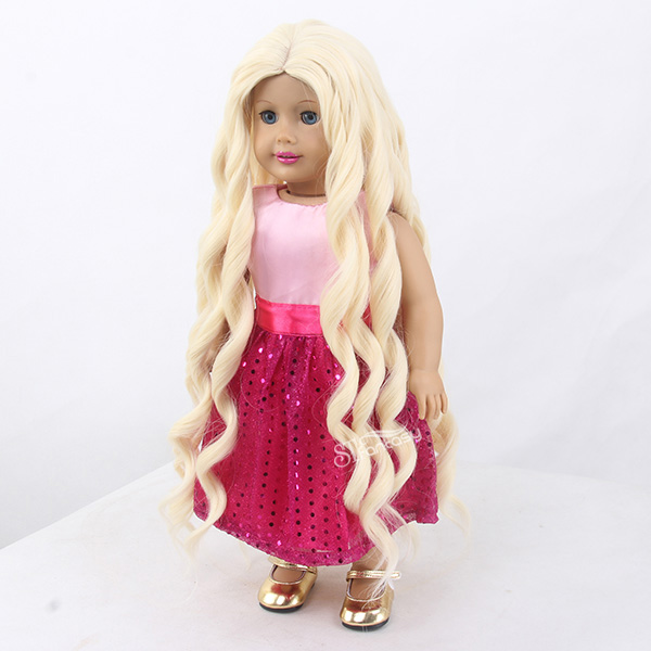 20" spring curl 613 blonde color american dolls wig with high temperature fiber