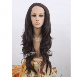 25" natural brown curling women synthetic lace front wigs from china