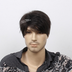 12" side part fashion style short straight synthetic hair wig for men wholesale