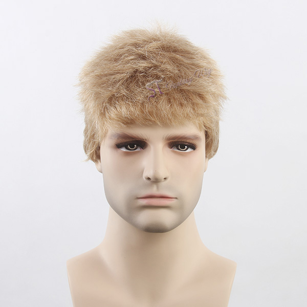 ST wholesale short blonde synthetic hair wig for white men