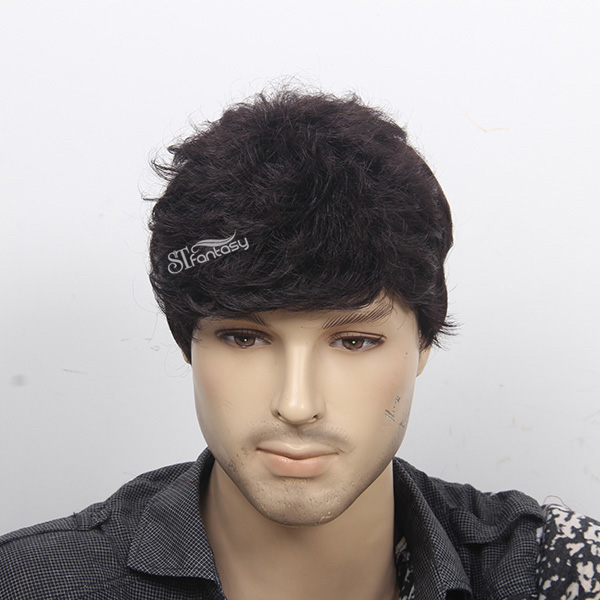 Guangzhou wholesale 12" fluffy curly uropean american hair style wig for man