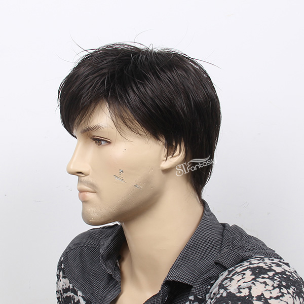 Guangzhou fantasy wig popular hair style short straight male wig black color