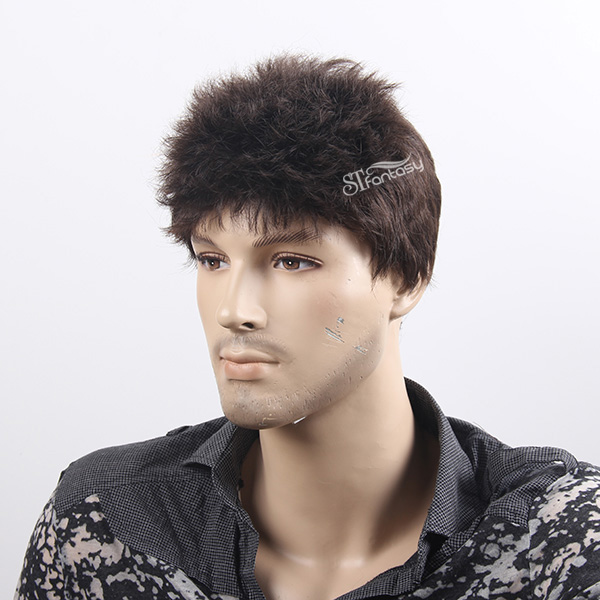 China synthetic wig factory wholesale 11" short fasion hair style wig for men