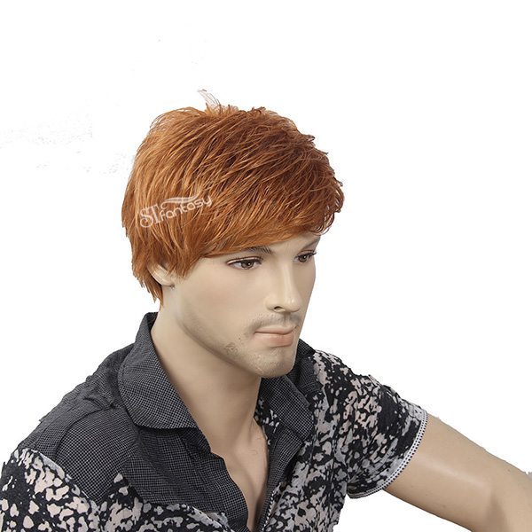 ST hot sale men wig 12" short synthetic hair golden blonde male wig