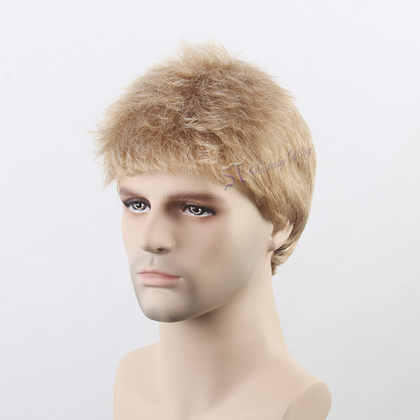 ST wholesale short blonde synthetic hair wig for white men