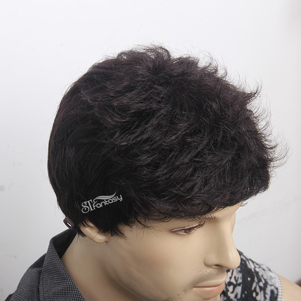 Guangzhou wholesale 12" fluffy curly uropean american hair style wig for man