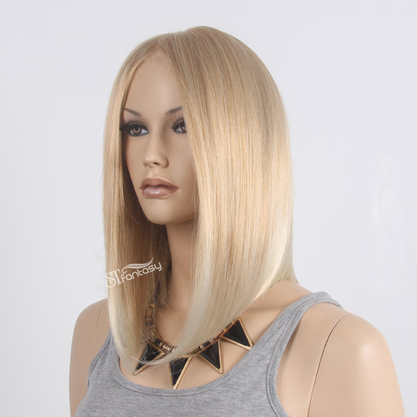 17" Short bob styles blonde wigs synthetic lace wigs for European