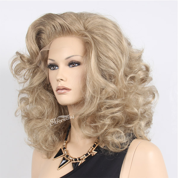 High quality Swiss lace fluffy natural synthetic lace frontal wigs