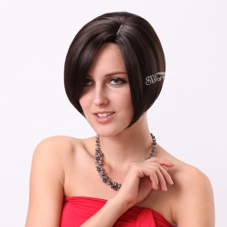 Japanese synthetic fake wig black short bob hair wigs for white women with side bang