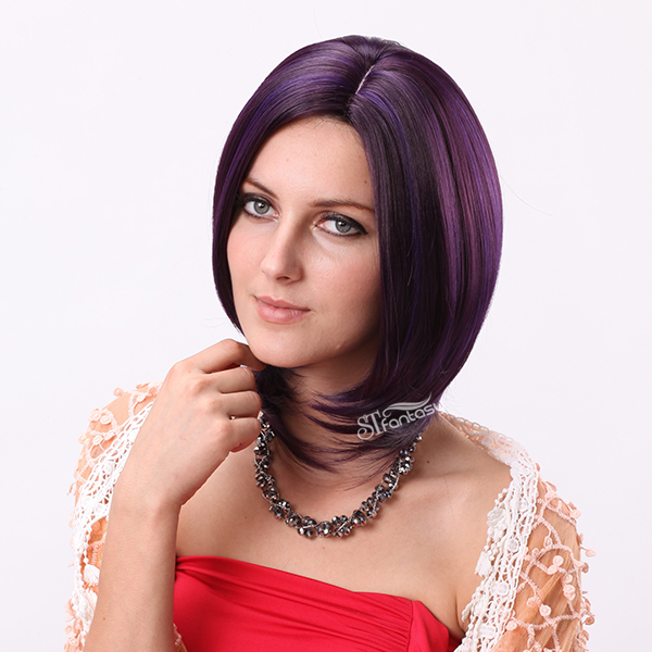 Purple colour mixture short bob wigs for women wholesale wigs in Canada